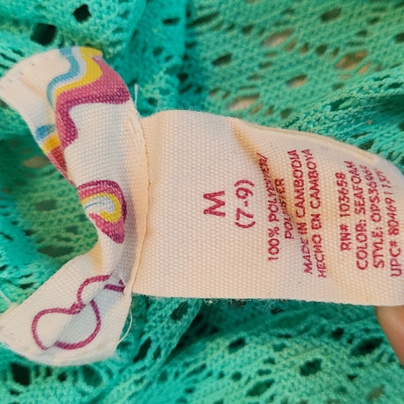 OP Mint Green Strapless High Low Swimsuit Cover-up Dress Medium M Ruffled Lace - Picture 4 of 4